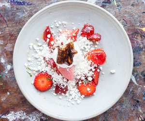 The Manor's dessert with strawberries and tarragon