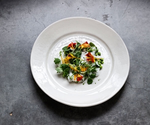 James Lowe's recipe for pea and Ticklemore salad at Harvey Nichols