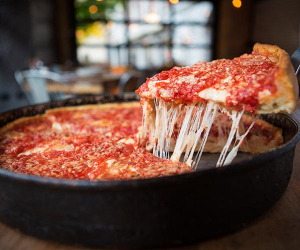 Lou Malnati’s deep dish pizza in Phoenix. The deep-dish pizza chain is a Chicago success story