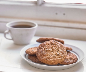 Peanut butter and cacao nib cookies