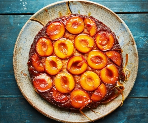 Faiza Hayani Bellili's caramelised plum upside-down cake; photograph by Jenny Zarins