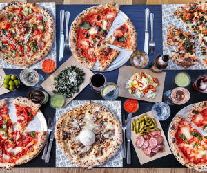 A spread of the pizzas on offer at Made of Dough, London