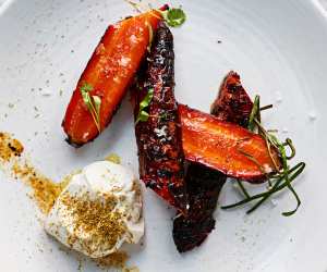 Burnt carrots at Mortimer House Kitchen; photography by Steven Joyce