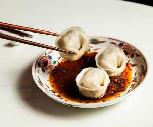 Make Xu’s boiled mushroom dumplings with red chilli oil