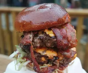 A Stokey Bear burger