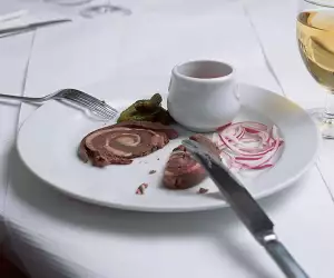 Fergus Henderson's rolled pigs spleen. Photograph by Stefan Johnson