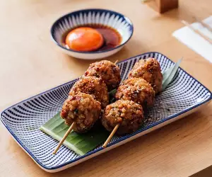 Chicken yakitori skewers at Machiya