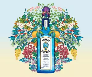 A bottle of Bombay Sapphire gin