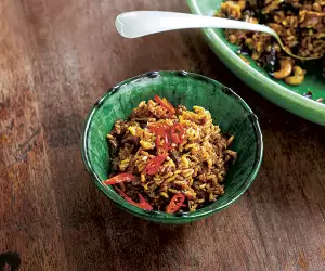 Hugh Fearnley-Whittingstall's red cabbage and cashew biryani; photography © Simon Wheeler
