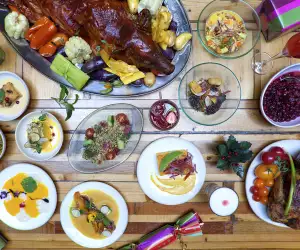 A traditional Peruvian feasting table for Christmas