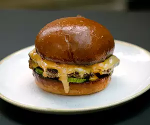 Dexter cheeseburger; photography by Greg Holland