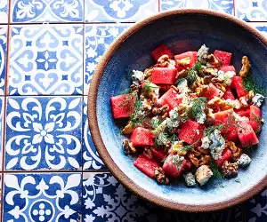 Make Ben Tish’s watermelon and salty blue cheese salad; photography by Kris Kirkham