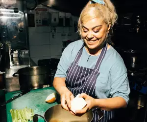Dara Klein in the kitchen at Sager + Wilde