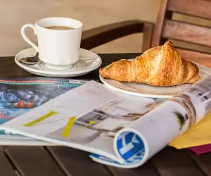 Coffee and a magazine
